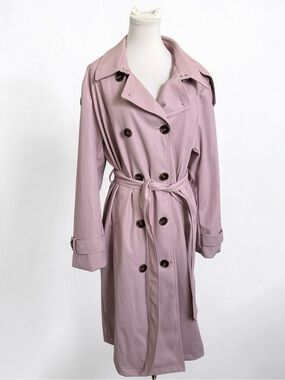Badgley Mischka Blush Pink Trench Coat Belted XL Luxury